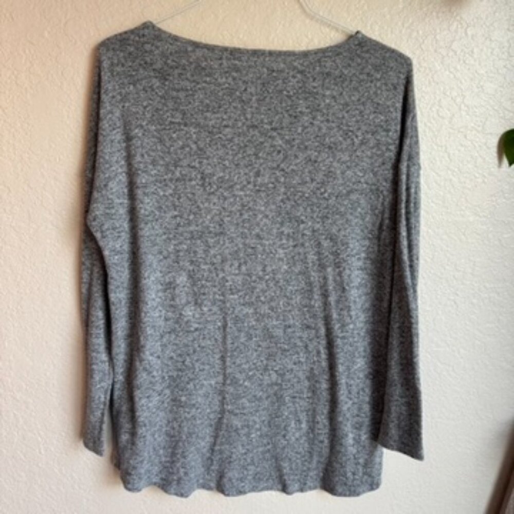 Gibson Gray Knit Long Sleeve Top | Size L | Lightweight Sweater - Picture 2 of 4